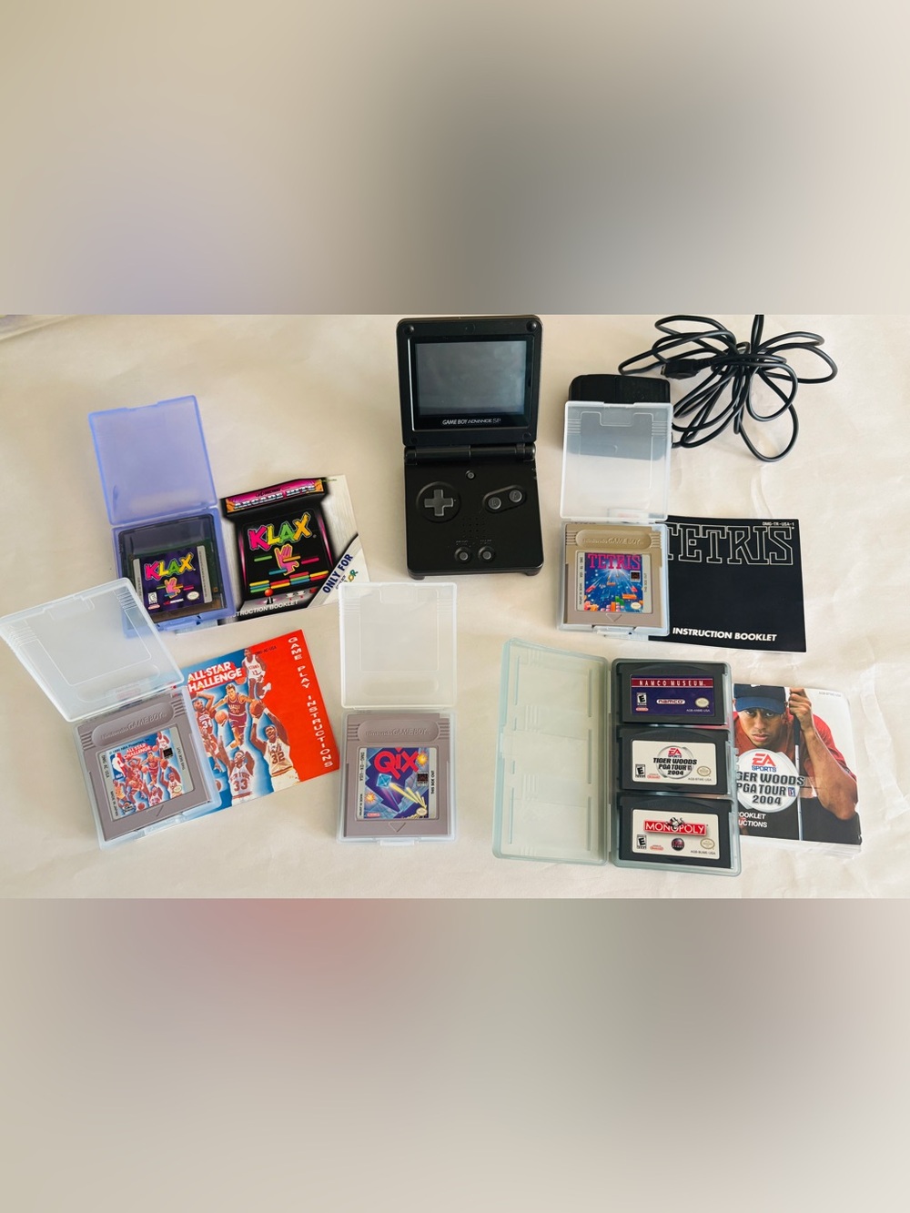 2002 Nintendo Game Boy Advance SP AGS-001 with 7 Games & Charger WORKS great!